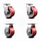 Service Caster 4 Inch Red Poly on Cast Iron Caster Set with Roller Bearings 2 Swivel 2 Rigid SCC-20S420-PUR-RS-2-R-2 - alternate 1